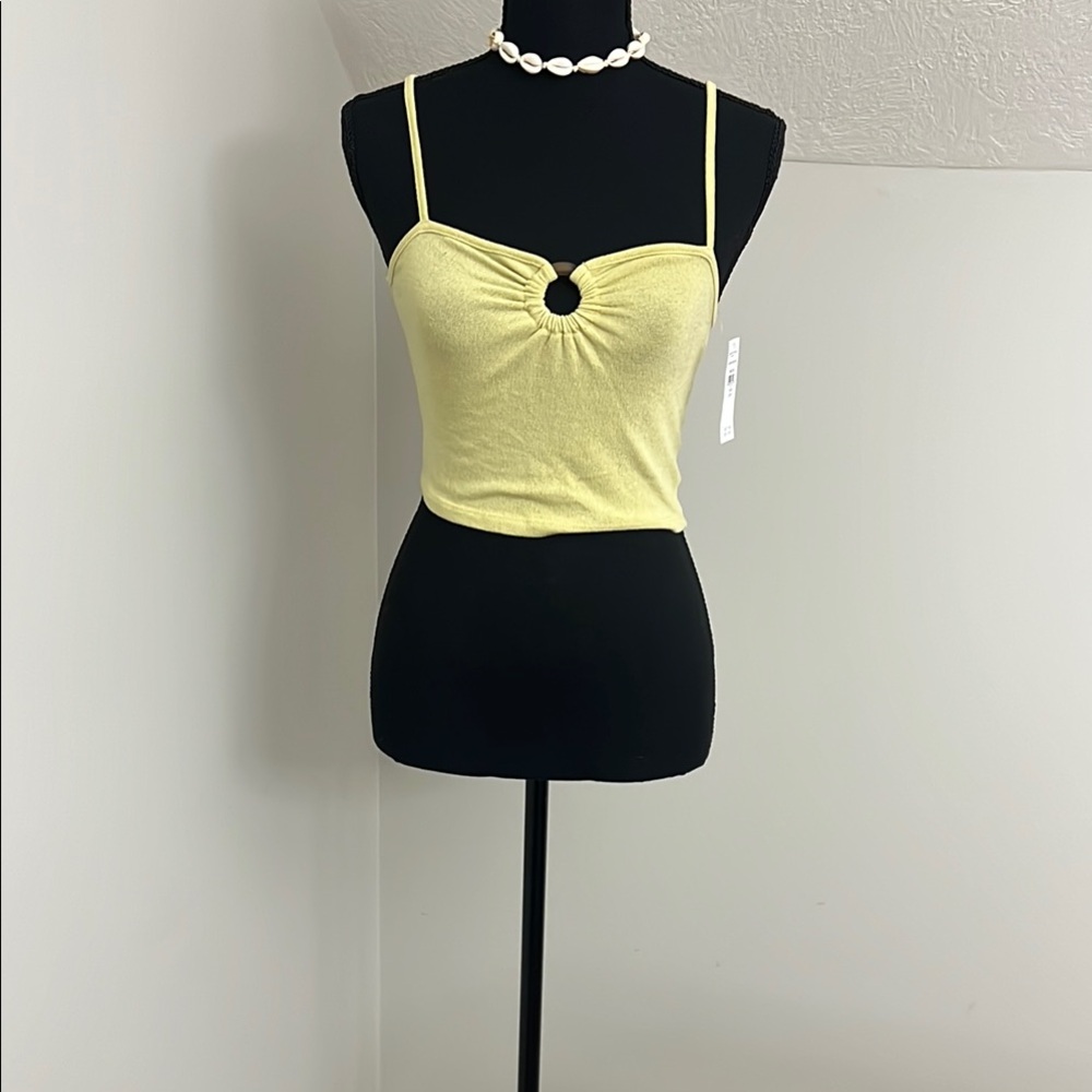 American Eagle Outfitters Yellow Crop Camisole with Cut Out Design